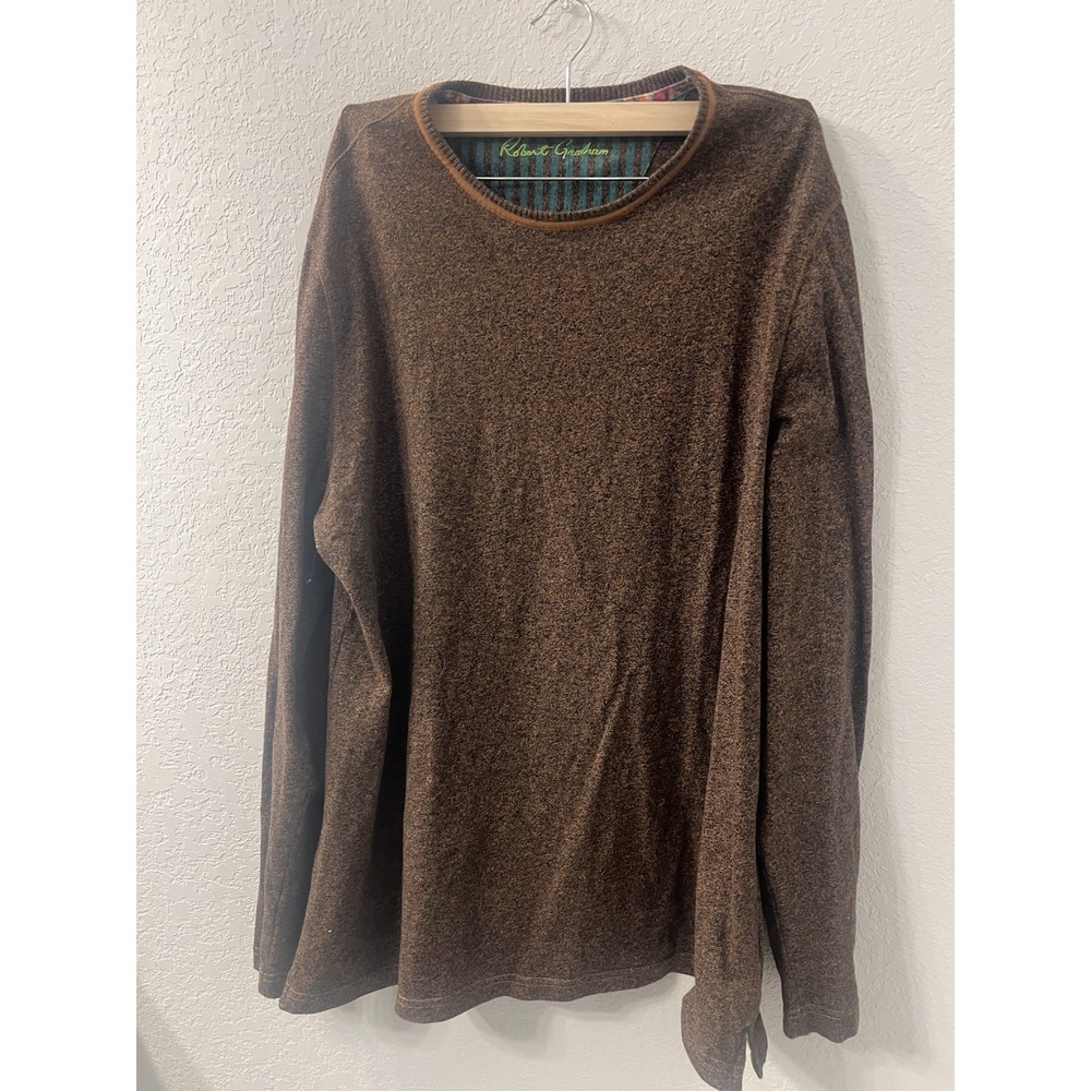 Robert Graham‎ Men's Olive Green Long Sleeve Crew Neck Sweater - Size XL